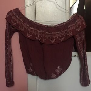 Pink boho off the shoulder small crop top